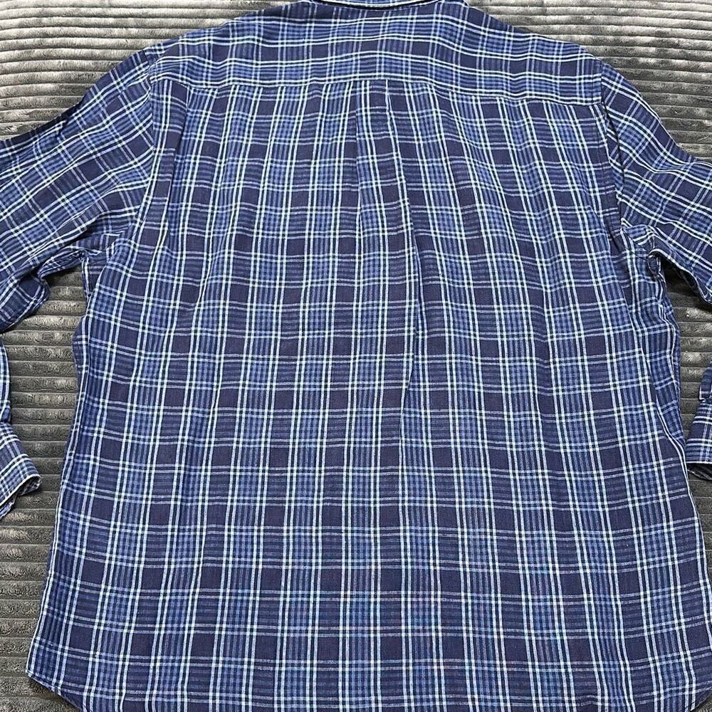 Peter Millar Blue Plaid Button-Up Linen Shirt Men’s Size L - Picture 8 of 9